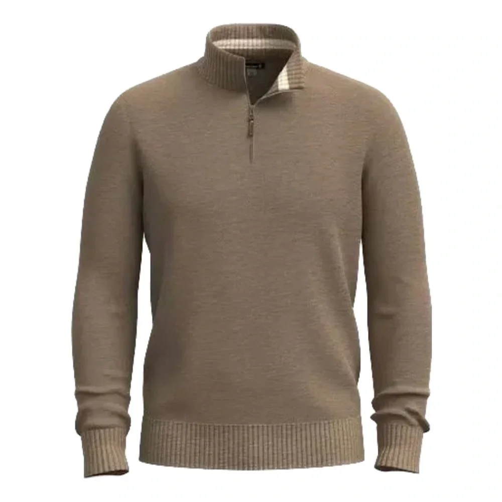 Smartwool Men's Sparwood Half Zip Sweater Medium Brown Merino Wool Blend